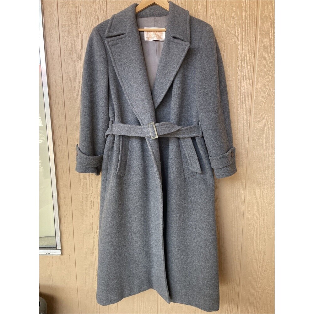 Vintage Pendleton Wool Belted Trench Coat Size 10 Gray Classic Made In USA